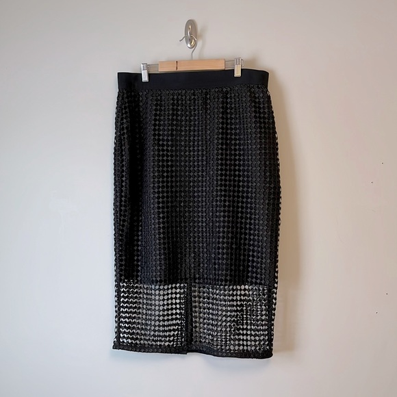 Ann Taylor Dresses & Skirts - Unique midi skirt with geometric lace overlay